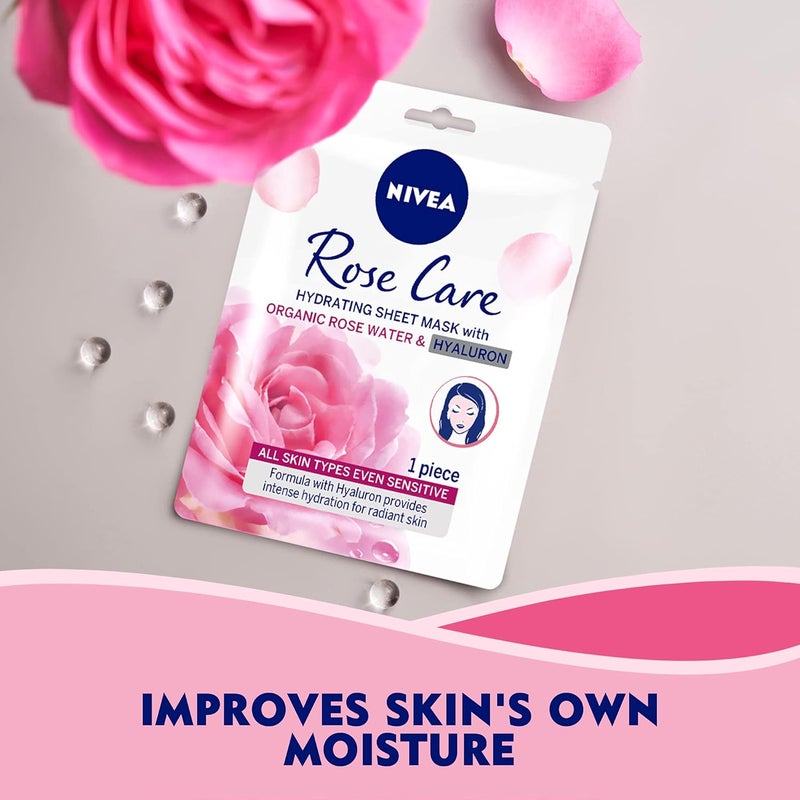 Nivea قناع الوجه المرطب من نيفيا برائحة الورد مع ماء الورد العضوي - 1 قطعة - Image 3